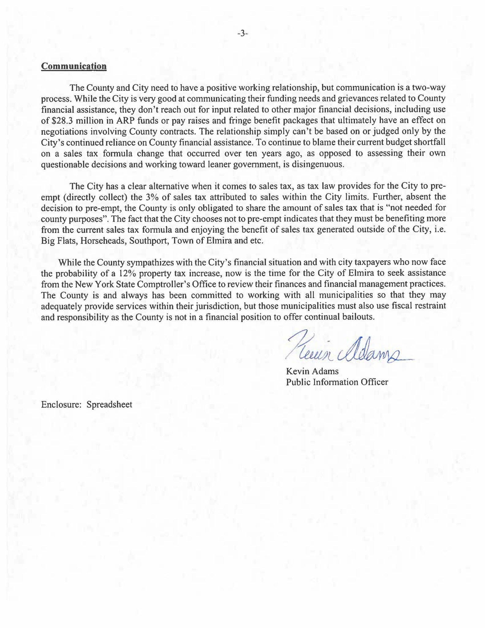 Chemung County Press release page 3