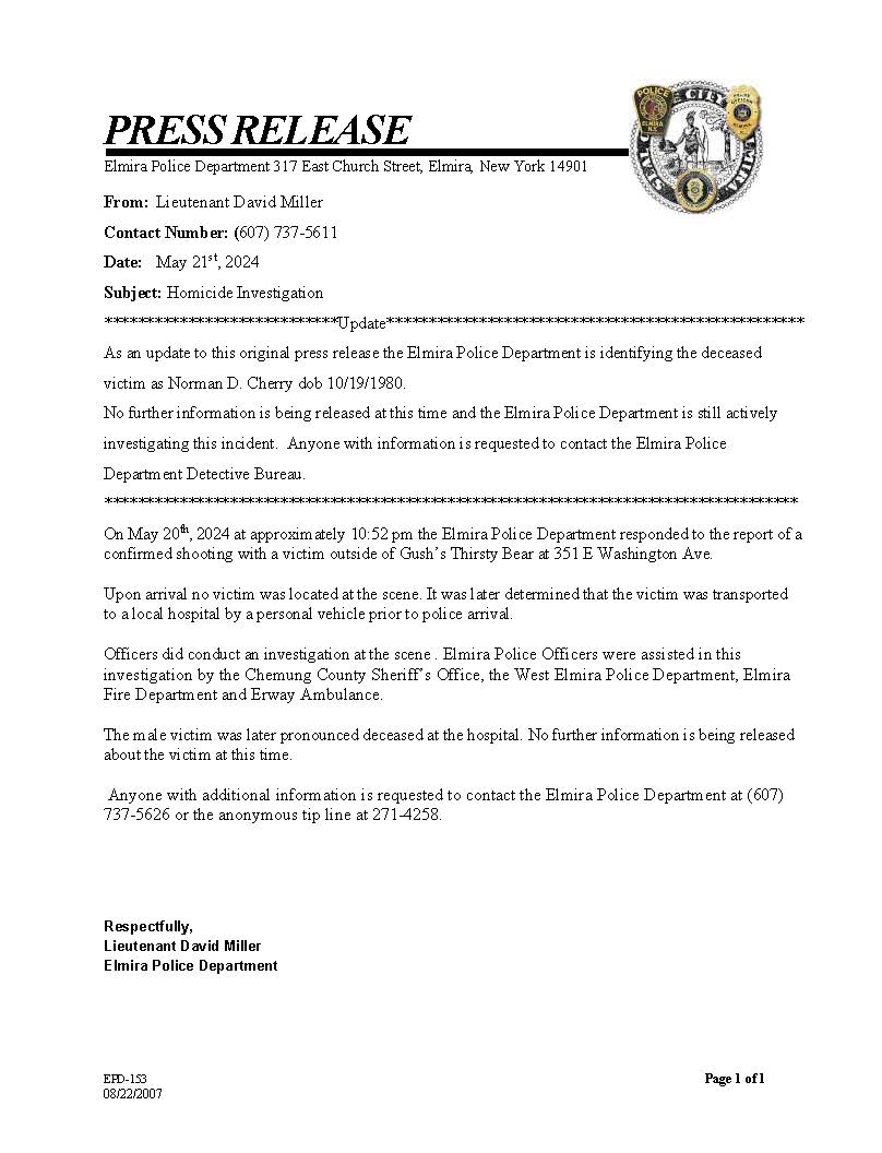 Press Release-Homicide investigation 05-20-2024